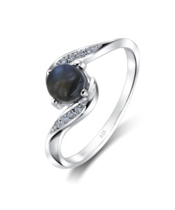 Natural labradorite with CZ Silver Ring NSR-3947